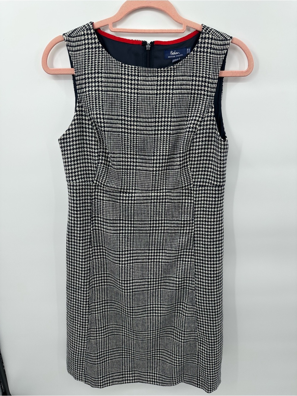 Boden British Tweed Wool Dress 6R Houndstooth Plaid Sheath Preppy Office 1455 - Picture 2 of 10